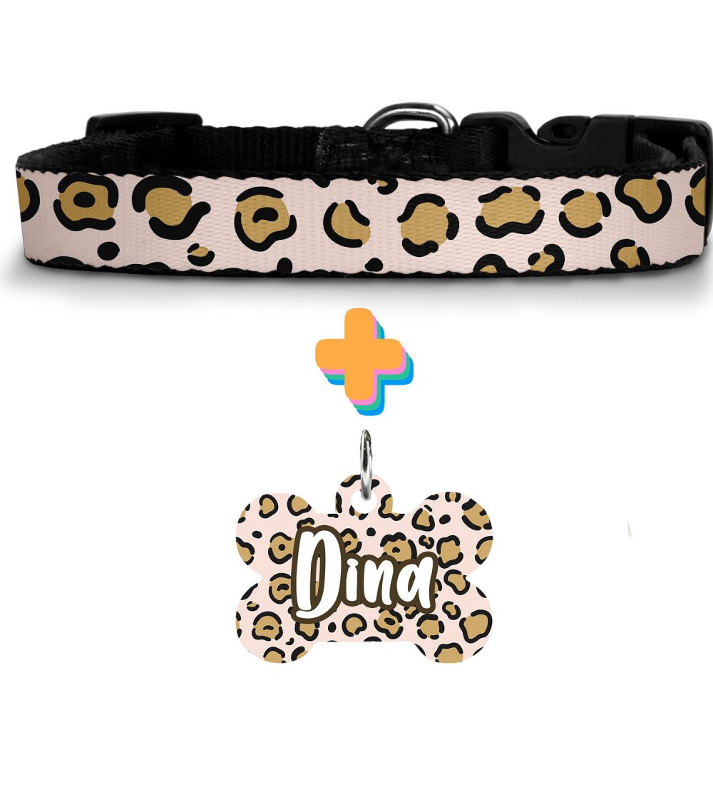 chapa perro + collar mokups animal print